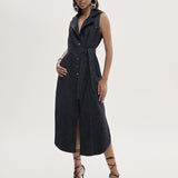 Vestido Jeans Midi com Faixa