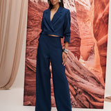 Calça Alfaiataria Wide Leg Marinho