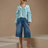 Bermuda Jeans com Cinto Corda