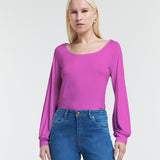 Blusa Malha Manga Longa com Gola Canoa