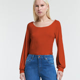 Blusa Malha Manga Longa com Gola Canoa