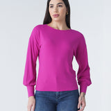 Blusa Canelada Manga Longa com Punho
