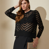 Blusa Trama Geométrica Transparente
