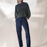 Blusa Cropped Malha Moletinho Marinho