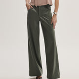 Calça Wide Leg em PU Berry