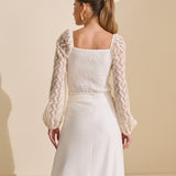 Blusa Crochê Cropped Trama Chevron