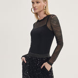 Blusa Tule Transparente Stripe