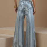 Calça Pantalona Listrada Náutica em Algodão