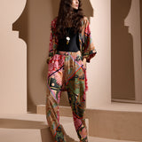 Calça Wide Leg Estampa Lenço