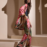 Calça Wide Leg Estampa Lenço