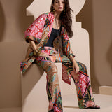 Calça Wide Leg Estampa Lenço