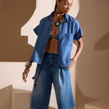 Bermuda Jeans com Cinto Corda
