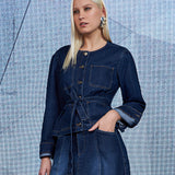 Casaco Jeans Clássico Pesponto Contrastante