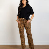 Calça Jeans Wide Leg Animal Print