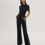 Calça Wide Leg Moletom e PU
