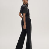 Calça Wide Leg Moletom e PU