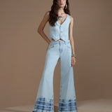 Calça Jeans Pantalona Barra Desfiada
