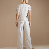 Calça Wide Leg Cós Elástico