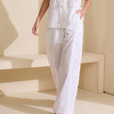 Calça Wide Leg Renda Lateral