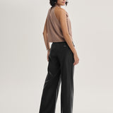 Calça Wide Leg em PU Berry