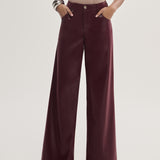 Calça Wide Leg em PU Berry
