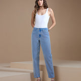 Calça Slouchy em Denim Estonado Diagonal