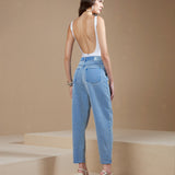 Calça Slouchy em Denim Estonado Diagonal