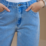 Calça Slouchy em Denim Estonado Diagonal