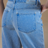 Calça Slouchy em Denim Estonado Diagonal
