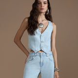 Colete Jeans Cropped
