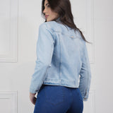Jaqueta Jeans Cropped Lavagem Clara