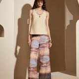 Calça Pantalona de Tule com Estampa Horizonte
