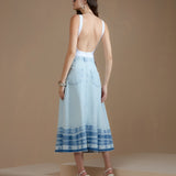 Saia Jeans Longa Barra Tie Dye