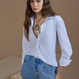 Short em Denim Estonado Diagonal