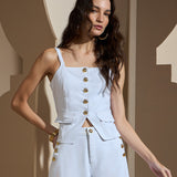 Regata Jeans com Decote Quadrado