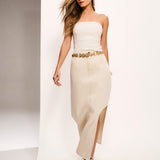 Top Jeans Sem Alças Tom Cru