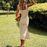 Vestido Essencial Regata Midi Canelado
