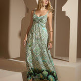 Vestido Longo Estampa Oriente
