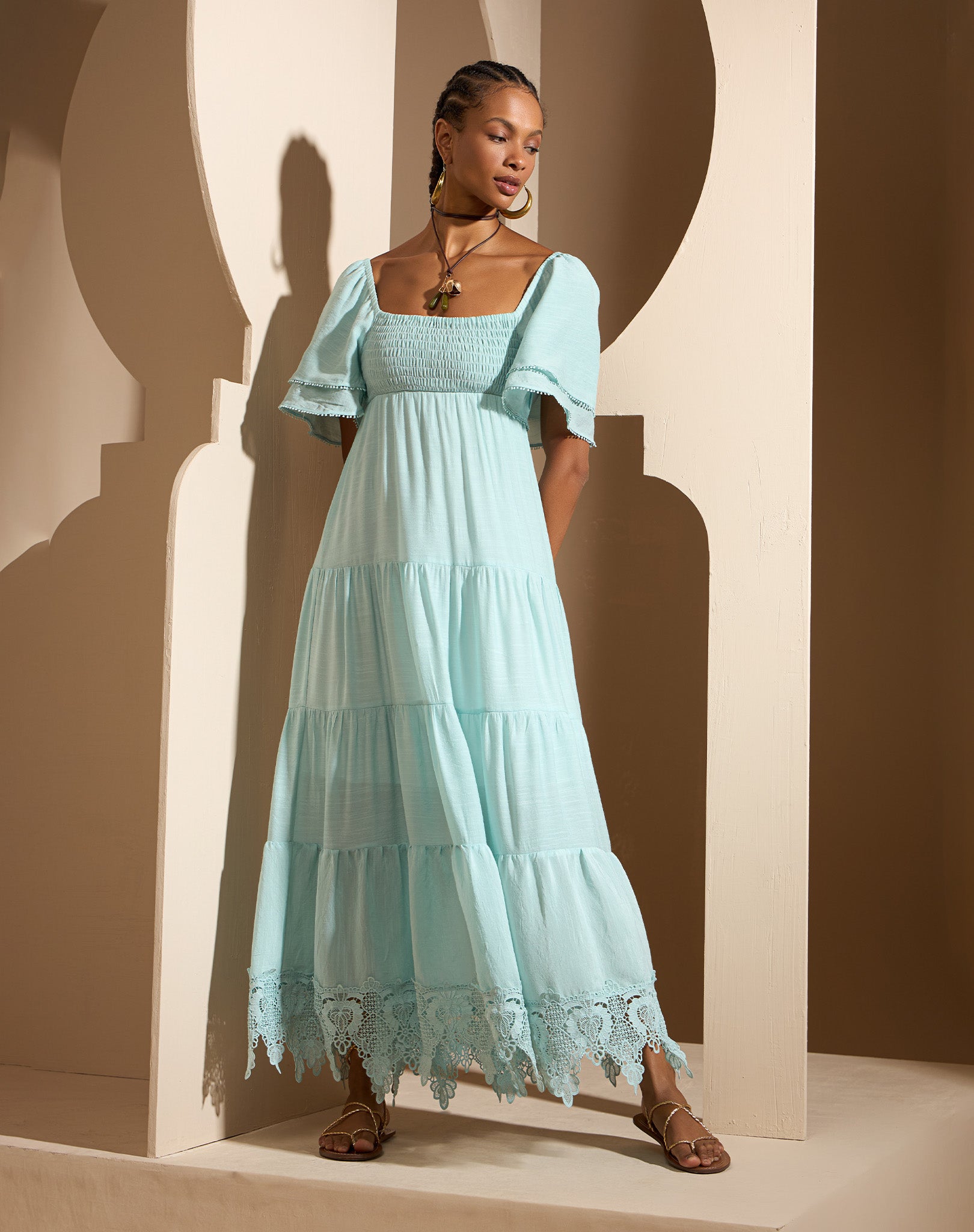 Vestido Renda Longo Verão Vestido Longo Feminino Estampado De