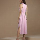 Vestido Midi Utilitário sem Mangas com Gola Polo