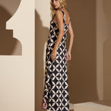 Vestido Longo Estampa Tapeçaria Decote V
