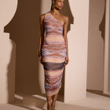 Vestido Midi de Tule com Estampa Horizonte