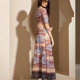 Vestido Longo de Tule com Estampa Horizonte