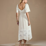 Vestido Midi Boho Chic em Guipir Off-White