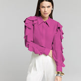 Camisa Feminina Manga com Babado