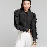 Camisa Feminina Manga com Babado