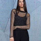 Blusa Rede com Strass e Regata Interna