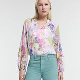 Bata em Tule Estampado Floral Aquarela