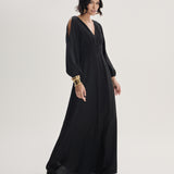 Vestido Maxi com Manga Longa