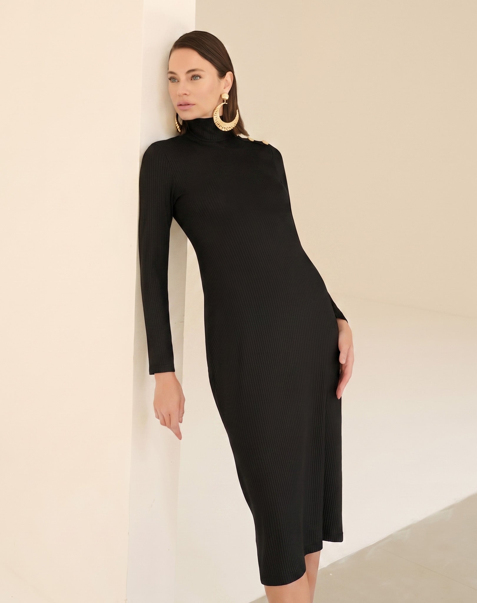 Vestido Feminino Midi Canelado